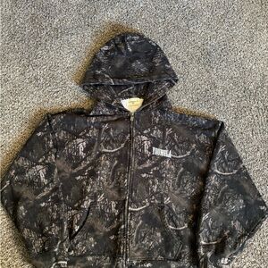 YoungLA Black and Gray Patterned Hoodie